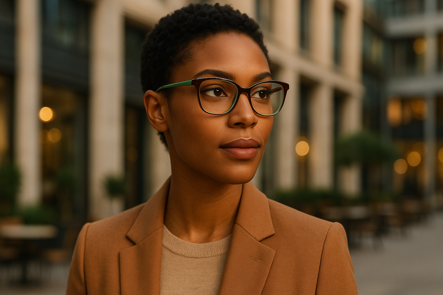 Person wearing cocoa mint glasses banner